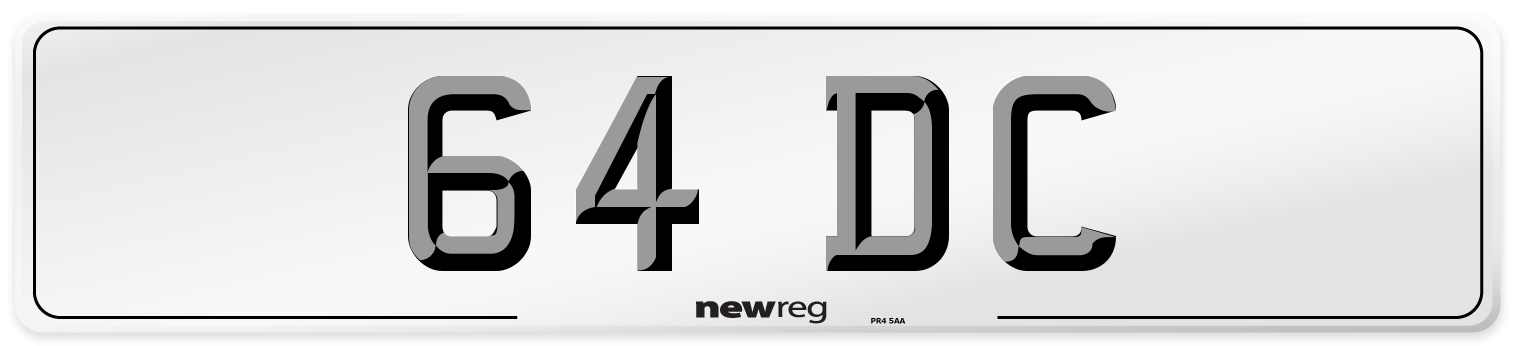 64 DC Number Plate from New Reg